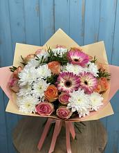 Букет цветов из:  Розы, Герберы и Хризантемы #REPLACE_PRED# Приозерском