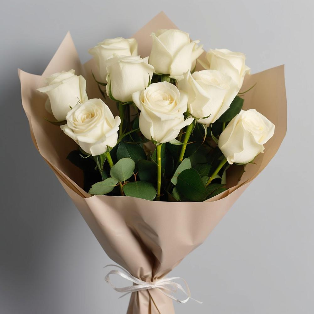 Букет 9 Белых роз Эдлесс Лав в Приозерском