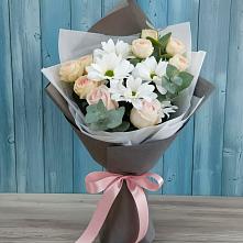 Букет цветов из:  Хризантемы и Розы #REPLACE_PRED# Приозерском