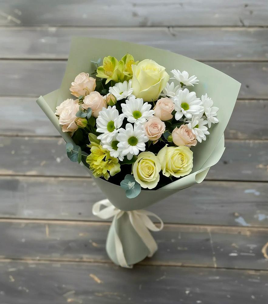 Букет цветов из: Альстромерии, Розы и Хризантемы в Приозерском