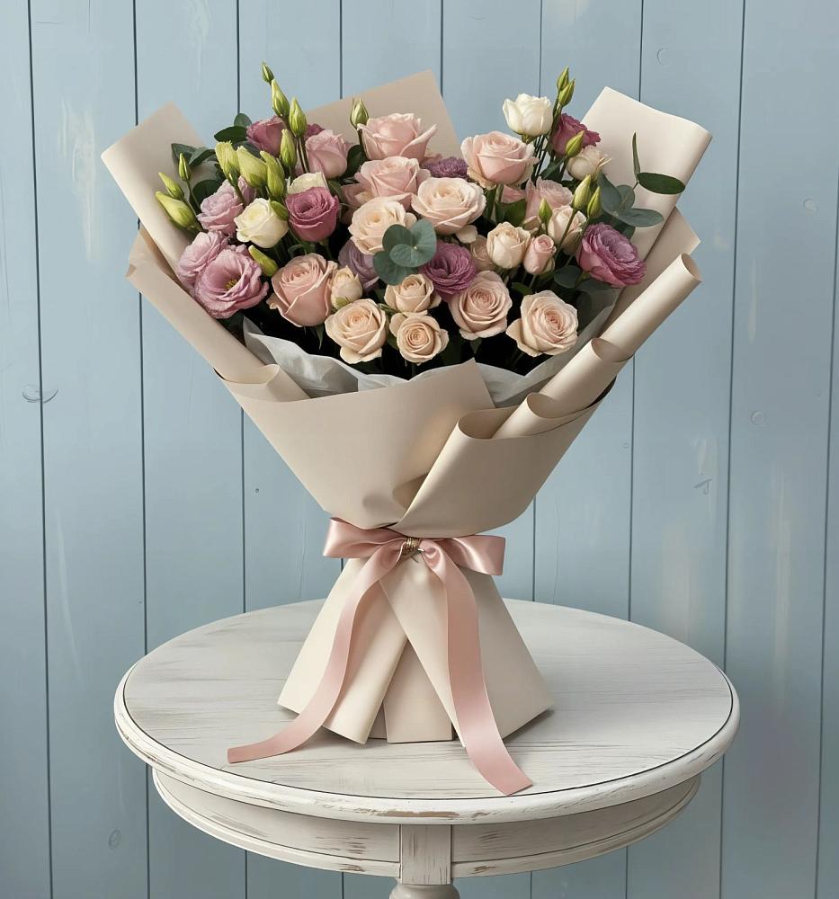 Букет цветов из: Розы и Лизиантусы в Приозерском